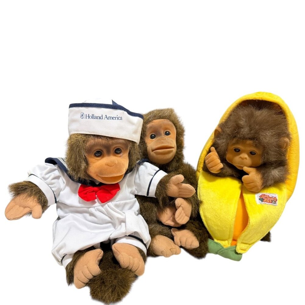 Set of 3 Hand Puppet Monkies Monkey Plush